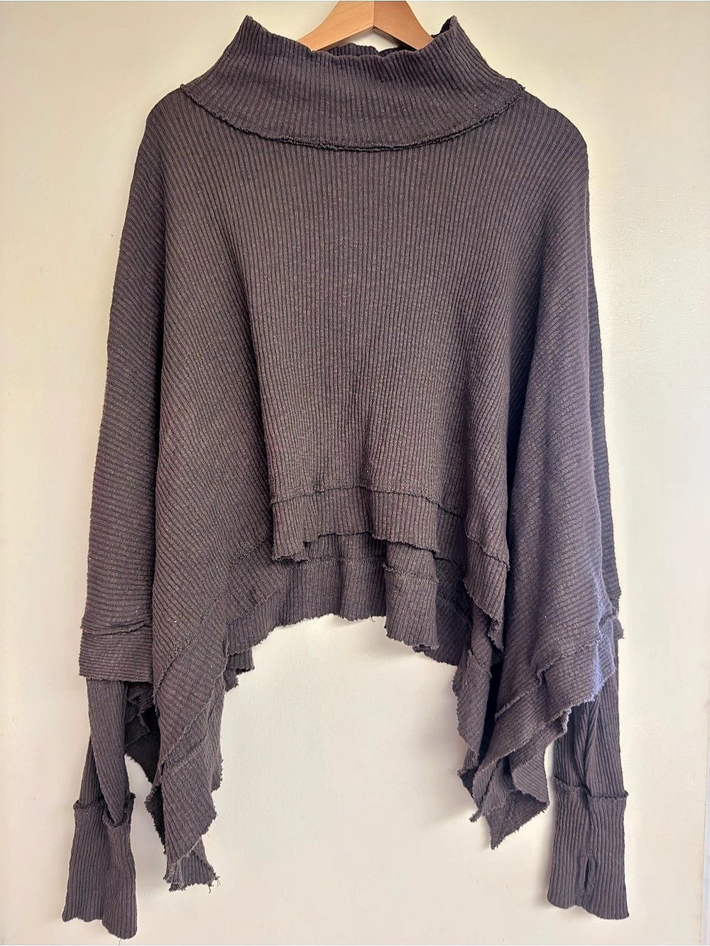 Free People Wildcat Thermal Cowl Neck Top Purple